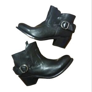 Black Leather Moto Boots Senora Ella Western Ankle Booties Size 6.5